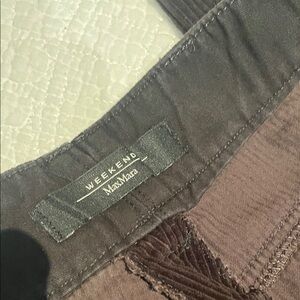 MaxMara Weekend dark bronw corduroy high waisted slight wide leg trousers